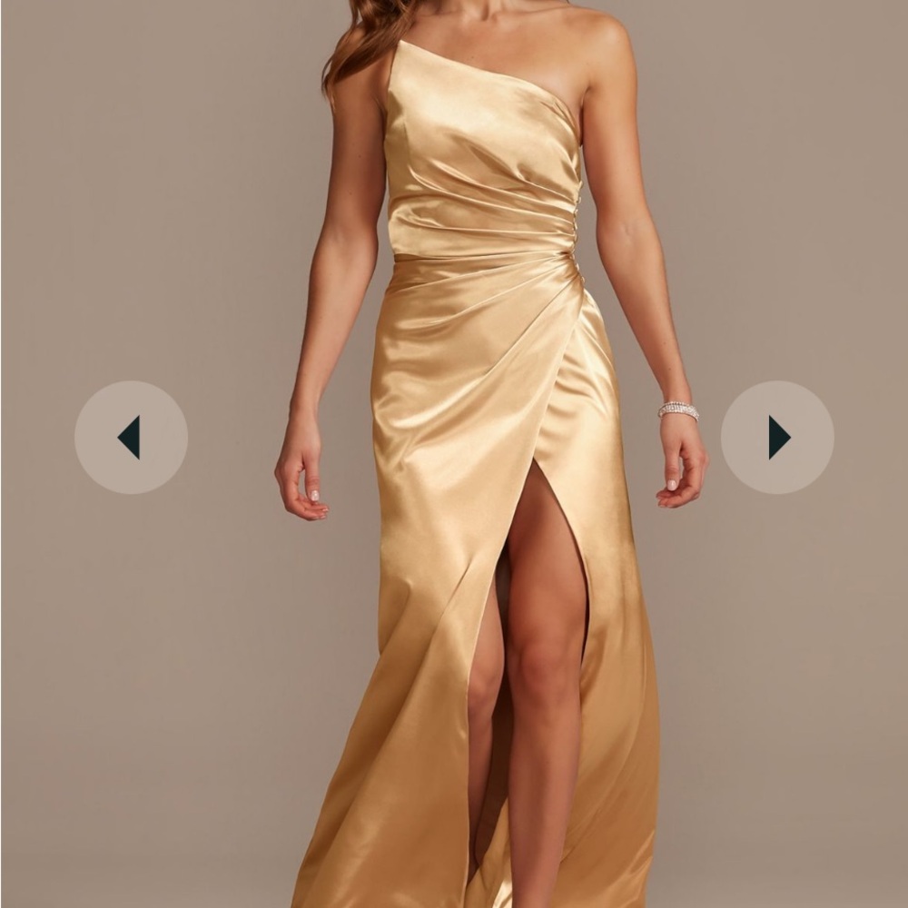 Asymmetrical Dress with slit - by Galina in Golden, Size 4